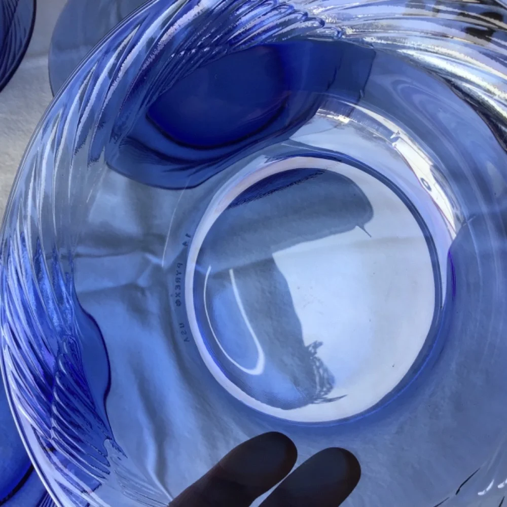 Pyrex Vintage Festiva Blue Bowls Soup Salad Cereal Set of 4 Glass Corning - Picture 9 of 15